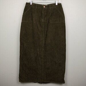 Hydraulic forest green corduroy midi skirt-7/8